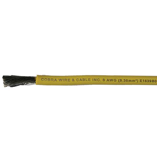 Cobra Wire A2008T04100FT Tinned Copper Battery Cable, 8 AWG, 100', Yellow