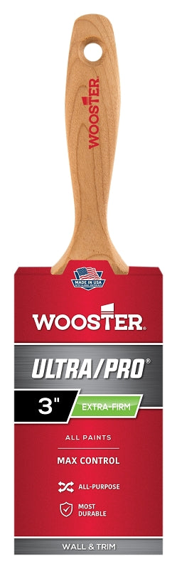 Wooster Ultra/Pro 4157-3 Paint Brush, 3 in W, Extra-Firm Brush, 3-3/16 in L Bristle, Nylon Bristle, Sash Handle