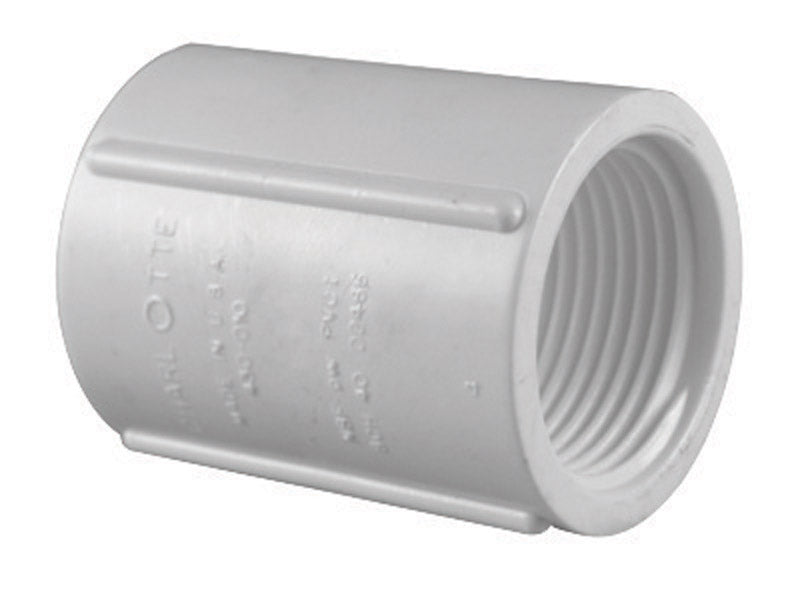 Charlotte Pipe Schedule 40 3/4 in. FPT X 3/4 in. D FPT PVC Coupling 1 pk, Pack of 25