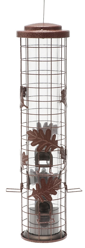 Perky-Pet Squirrel-Be-Gone SBG100 Wild Bird Feeder, 26 in H, Cylindrical, 1-3/4 lb, Metal, Red, Powder-Coated