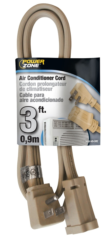 PowerZone OR681503 Extension Cord, 3 ft L, 15 A, 125 V, Beige