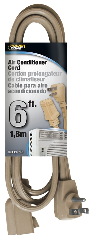PowerZone OR681506 Extension Cord, 6 ft L, 15 A, 125 V, Beige