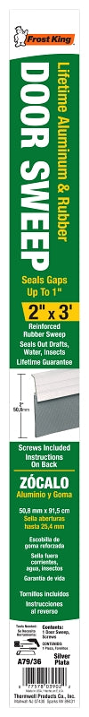 Frost King A79/36H Door Sweep, 36 in L, 2 in W, Aluminum Flange