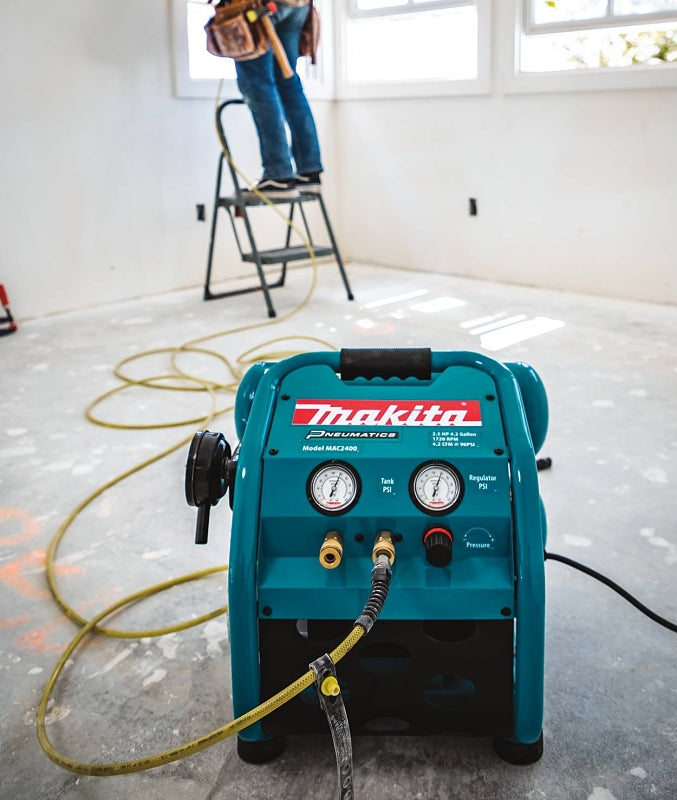 Makita Big Bore MAC2400 Air Compressor, Electric, 4.2 gal Tank, 2-1/2 hp, 130 psi Pressure, 4.8 cfm Air