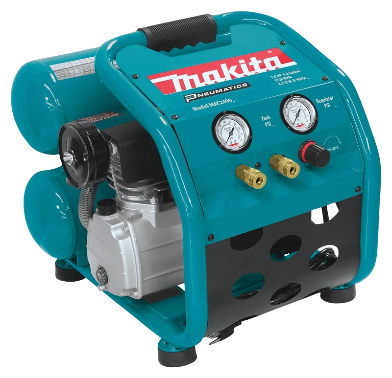 Makita Big Bore MAC2400 Air Compressor, Electric, 4.2 gal Tank, 2-1/2 hp, 130 psi Pressure, 4.8 cfm Air