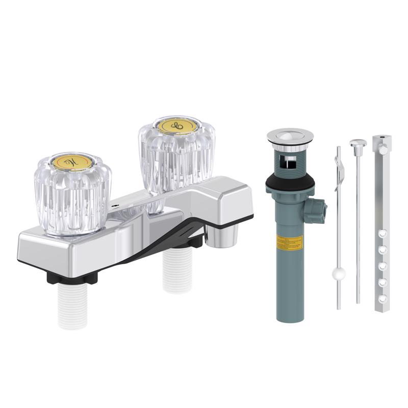 Home Plus Chrome Traditional Centerset Bathroom Sink Faucet 4 in.