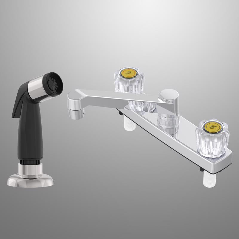 Home Plus Two Handle Chrome Kitchen Faucet Side Sprayer Included