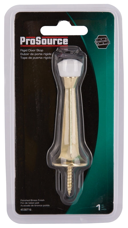 ProSource CL-208C-PB-PS Heavy-Duty Rigid Door Stop, 1 in Dia Base, 3 in Projection, Die-Cast Zinc & Plastic