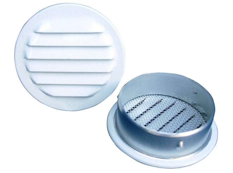 Maurice Franklin RLW-100 Series 6 RLW-100 Louver, 6.688 in L, 6.688 in W, Round, Aluminum, White