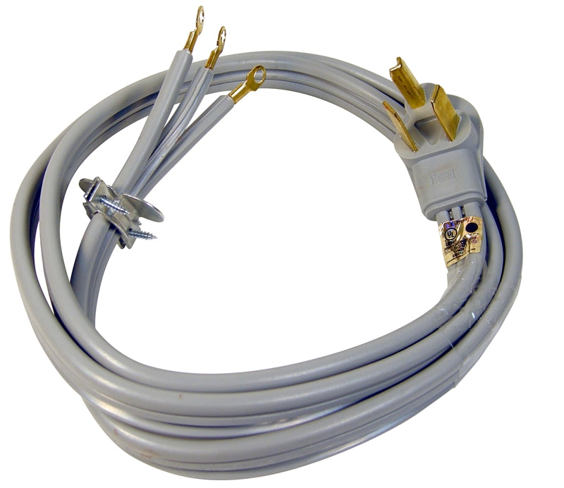 PowerZone ORD100305 Power Supply Dryer Cord, 10 AWG Cable, 5 ft L, 250 V, Gray