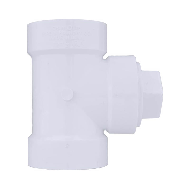 Charlotte Pipe Schedule 40 1-1/2 in. Hub X 1-1/2 in. D Hub PVC Cleanout Tee with Plug 1 pk
