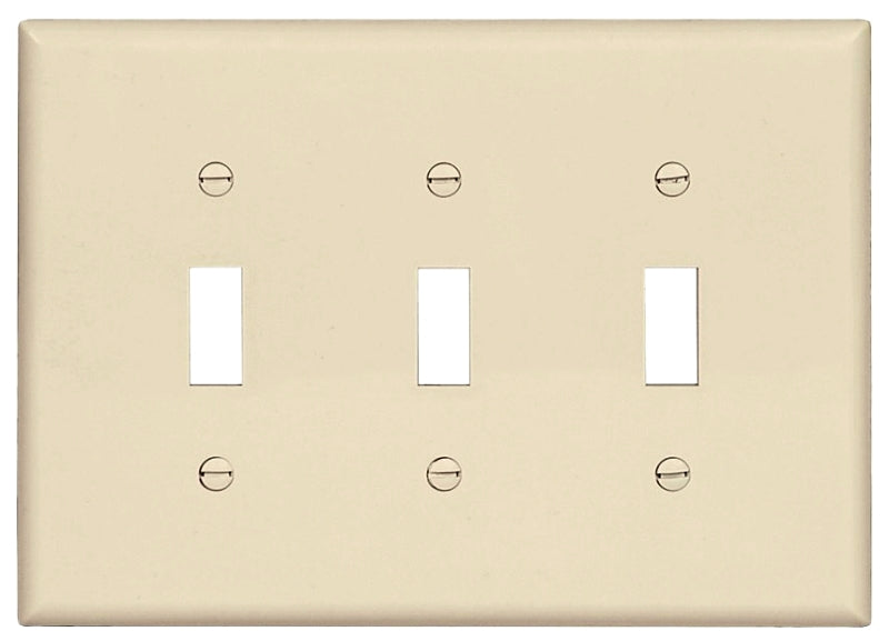 Eaton Wiring Devices PJ3LA Wallplate, 4.87 in L, 6-3/4 in W, 3-Gang, Polycarbonate, Light Almond, High-Gloss