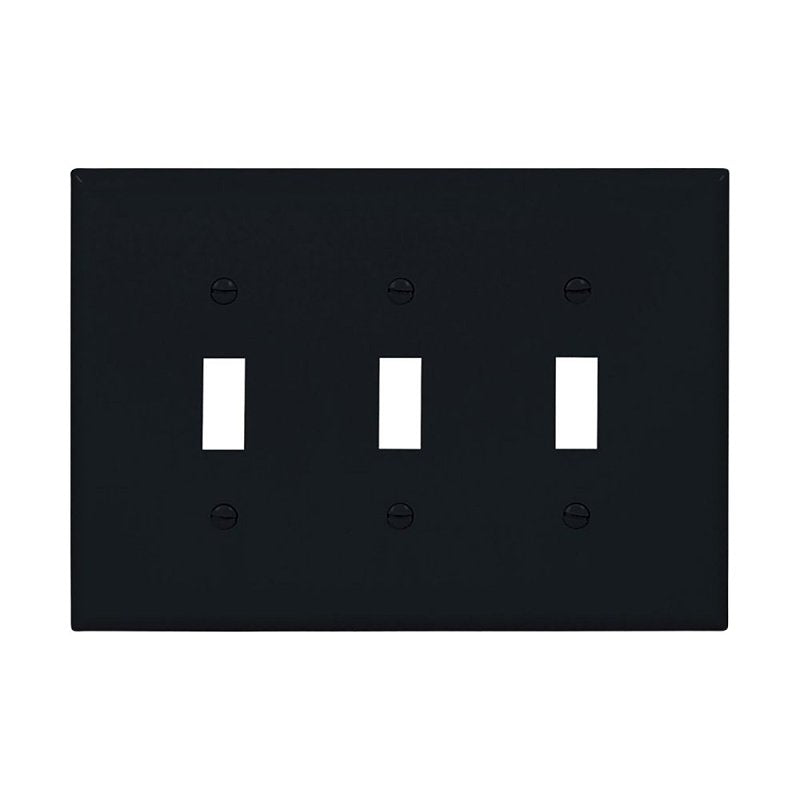 Eaton Cooper Wiring PJ3BK Wallplate, 0.08 in L, 8.56 in W, 3 -Gang, Polycarbonate, Black, Pack of 15