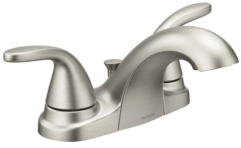 Moen Adler Series 84603SRN Bathroom Faucet, 1.2 gpm, 2-Faucet Handle, Metal, Brushed Nickel, Lever Handle, ADA Compliant
