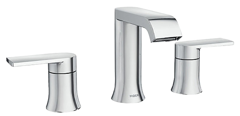 Moen Genta Series 84763 Bathroom Faucet, 1.2 gpm, 2-Faucet Handle, 3-Faucet Hole, Metal, Chrome-Plated, Lever Handle