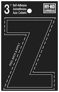 Hy-Ko 30400 Series 30436 Self-Stick Die-Cut Letter, Character: Z, 3 in H Character, Black Character, Vinyl, Pack of 10