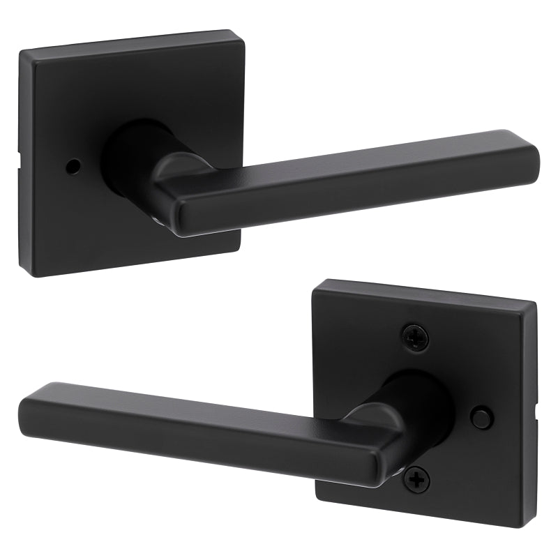 Kwikset Signature Series 730HFL SQT 514 CP Privacy Lever, Matte Black, Zinc, Residential, Reversible Hand, 2 Grade