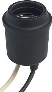 Leviton 124-D 1-Circuit Keyless Lamp Holder, 250 V, 660 W, Phenolic Housing Material, Black/White