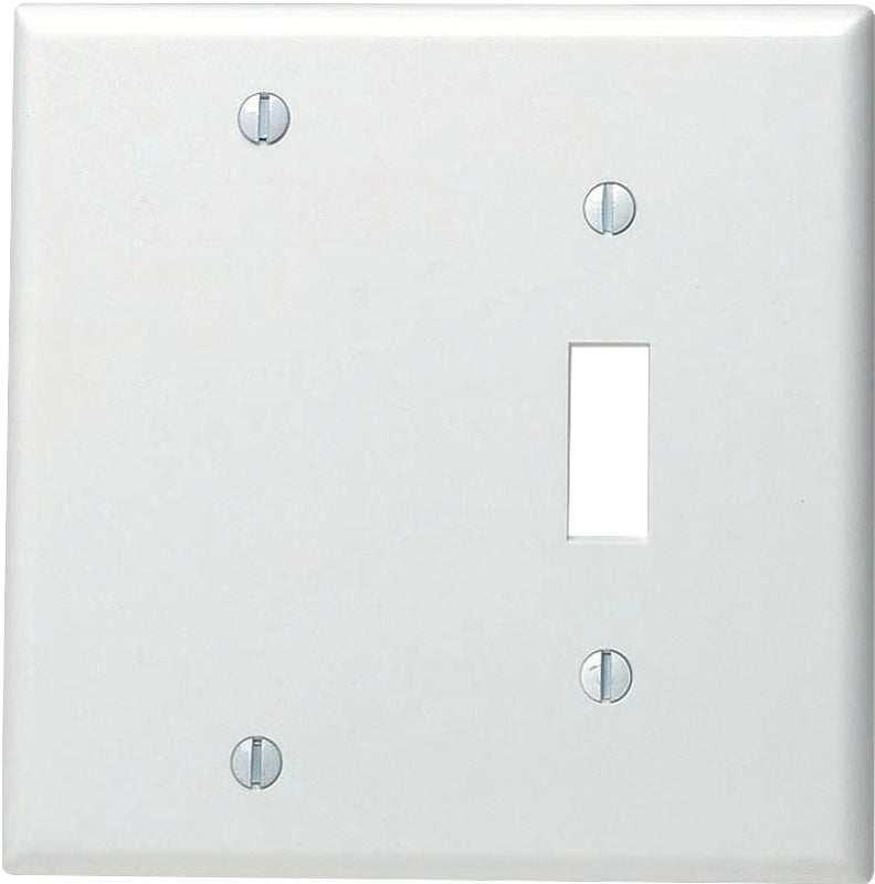 Leviton 002-88006-000 Combination Wallplate, 4-1/2 in L, 4.56 in W, Standard, 2-Gang, Thermoset, White, Smooth