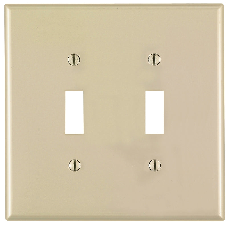 Leviton 00PJ2-00T Wallplate, 4-7/8 in L, 4.94 in W, 2-Gang, Nylon, Light Almond