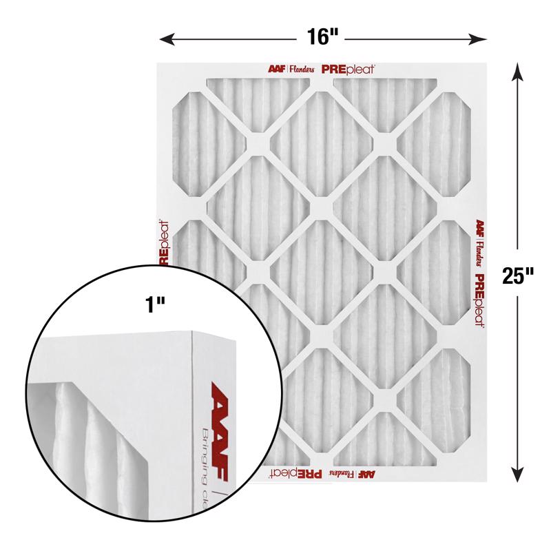 AAF Flanders PREpleat LPD SC M10 16 in. W X 25 in. H X 1 in. Synthetic 10 MERV Pleated Air Filter 1, Pack of 12
