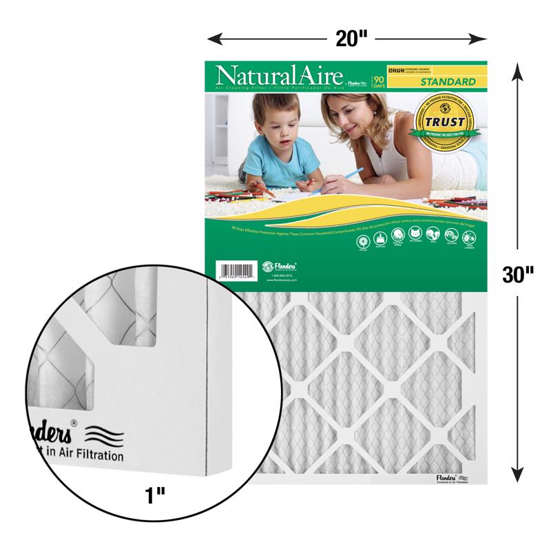 NaturalAire 20 in. W X 30 in. H X 1 in. Synthetic 8 MERV Pleated Air Filter 1 pk, Pack of 12