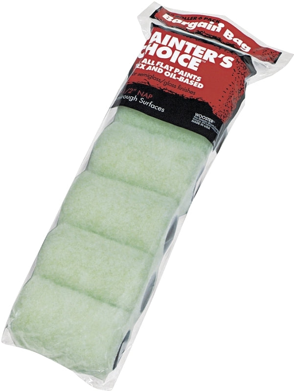 Wooster Painter's Choice R271-4 Trim Roller Cover, 1/2 in Thick Nap, 4 in L, Fabric Cover, Mint Green