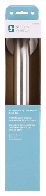 Boston Harbor SG01-01&0112 Grab Bar, 12 in L Bar, Stainless Steel, Wall Mounting, ADA Compliant