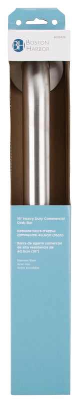 Boston Harbor SG01-01&0116 Grab Bar, 16 in L Bar, Stainless Steel, Wall Mounting, ADA Compliant
