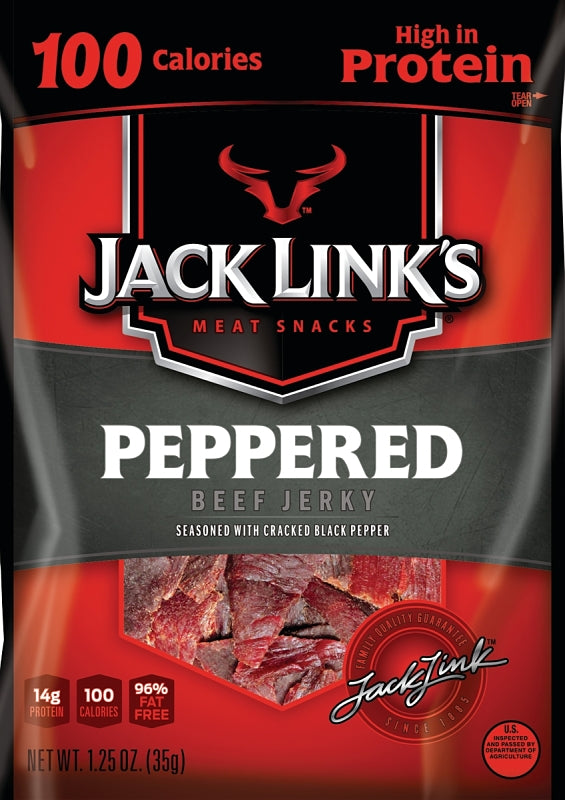 Jack Link's 10000008421 Snack, Jerky, Pepper, 1.25 oz Pouch, Pack of 10