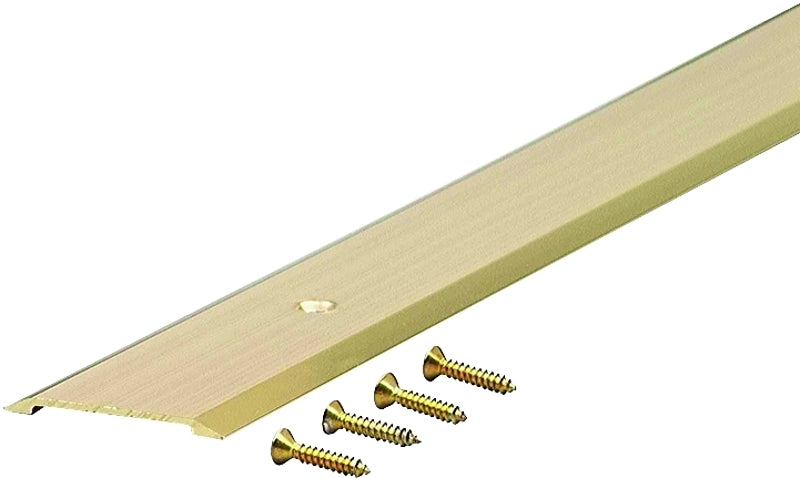 M-D 09563 Threshold, 36 in L, 1-3/4 in W, Flat Profile, Aluminum, Gold