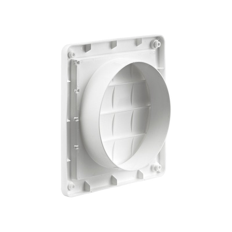 Lambro 361W Exhaust Wall Louvered Vent, 6 in W, Plastic, White
