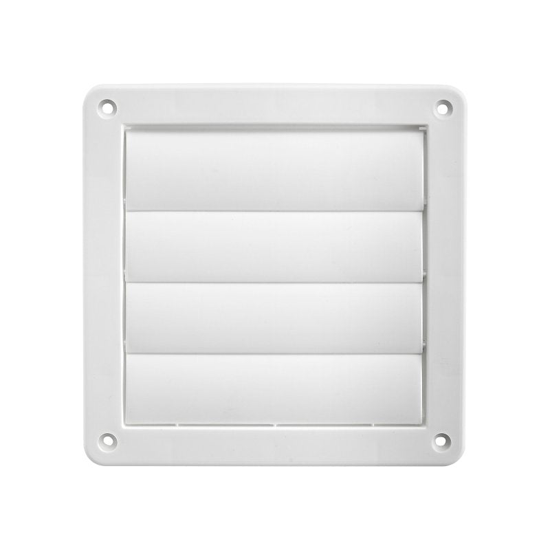 Lambro 361W Exhaust Wall Louvered Vent, 6 in W, Plastic, White