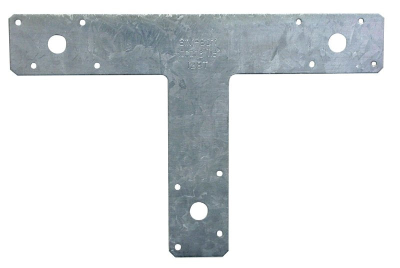 Simpson Strong-Tie T Series 128T T-Shaped Strap, 12 in L, 2 in W, Steel, Zinc Galvanized, Fastening Method: Nail, Pack of 10