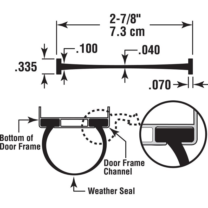 Prime-Line CCGD12127 Garage Door Weatherstrip, 2-7/8 in W, 5/64 in Thick, 9 ft L, Vinyl, Gray