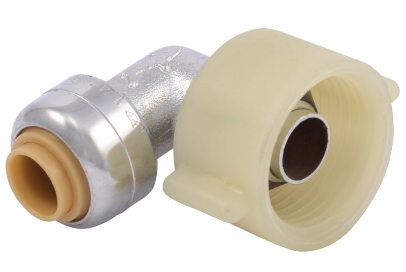 SharkBite U3537LFA Connector Pipe Elbow, 1/4 x 7/8 in, 90 deg Angle, Brass, 200 psi Pressure