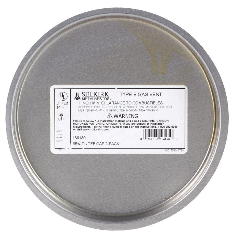 Selkirk 6 in. X 6 in. X 6 in. Aluminum/Galvanized Steel Vent Tee Cap, Pack of 2