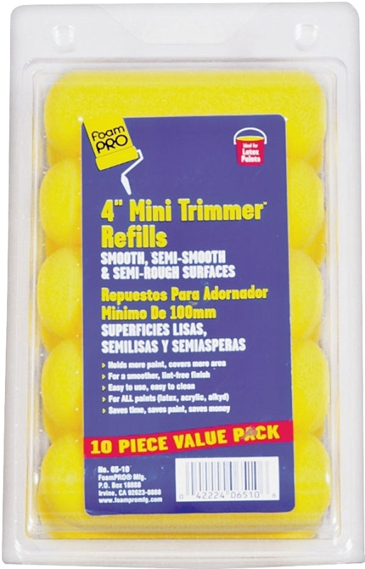 Foampro 65-10 Trimmer Refill, 3/8 in Thick Nap, 4 in L, Foam Cover, 10/PK