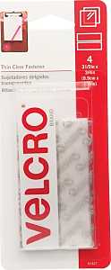 VELCRO Brand 91327 Hook and Loop Fastener, 3/4 in W, 3-1/2 in L, Velcro, Clear, Pack of 6