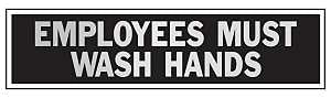 Hy-Ko 443 Princess Sign, Rectangular, EMPLOYEES MUST WASH HANDS, Gray Legend, Red Background, Aluminum, Pack of 10