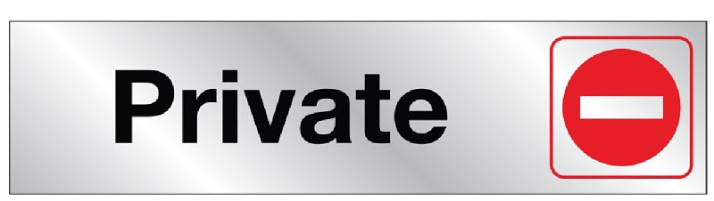 Hy-Ko 477 Sign, Private, Silver Background, Vinyl, 2 x 8 in Dimensions, Pack of 10