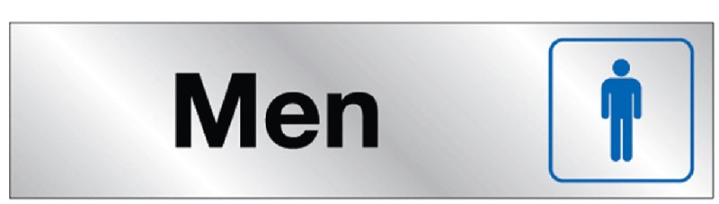 Hy-Ko 478 Sign, Men, Silver Background, Vinyl, 2 x 8 in Dimensions, Pack of 10