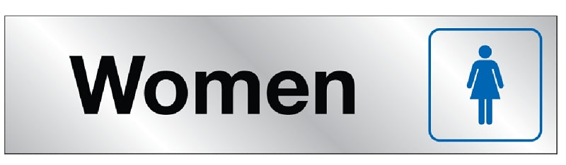 Hy-Ko 479 Sign, Women, Silver Background, Vinyl, 2 x 8 in Dimensions, Pack of 10
