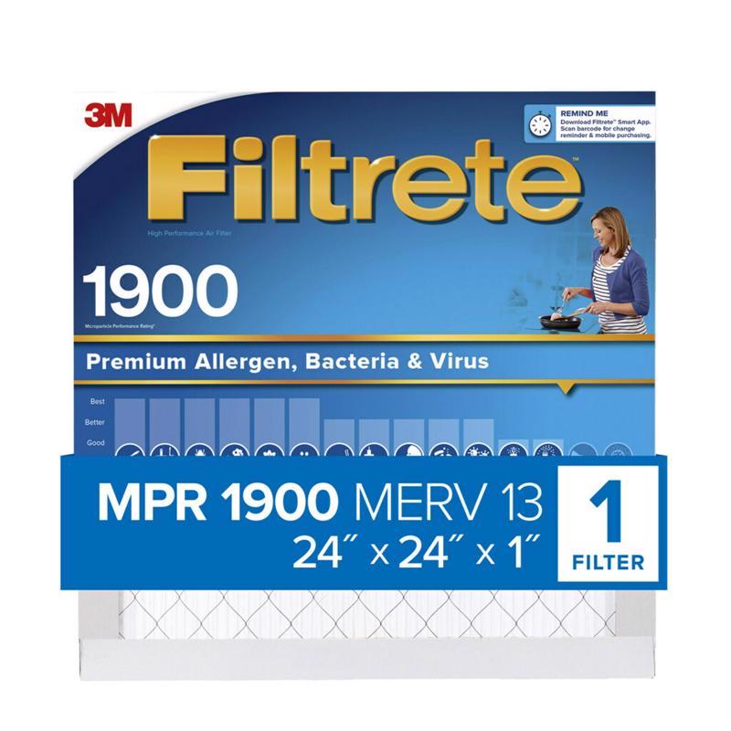 Filtrete 24 in. W X 24 in. H X 1 in. Polypropylene 1900 MPR Pleated Allergen Air Filter 1 pk, Pack of 4