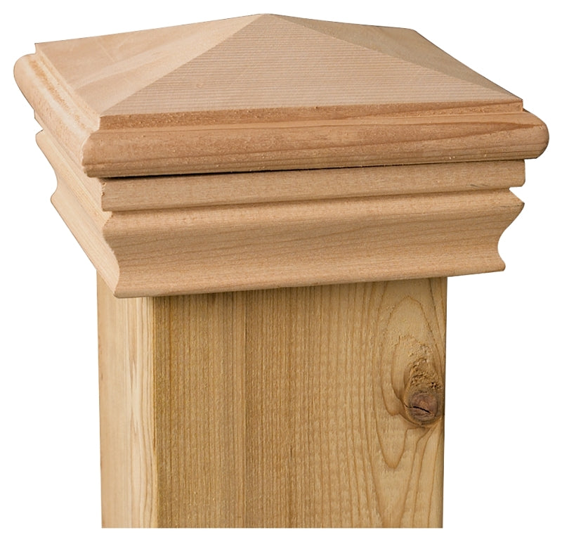 Maine Ornamental 72890 Post Cap, High Point Top, 4 in L, 4 in W, Cedar