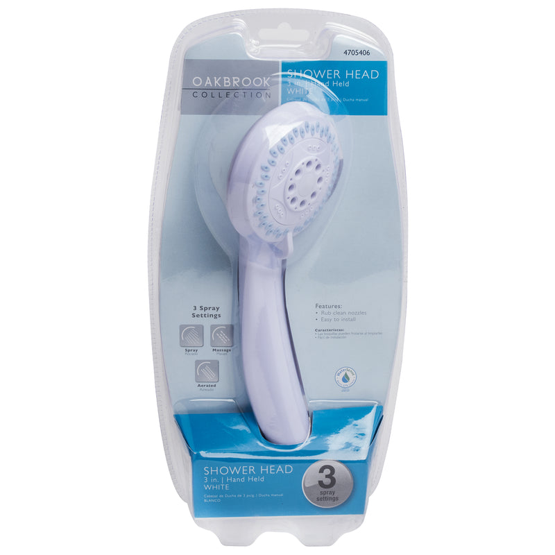 OakBrook White PVC 3 settings Handheld Showerhead 1.8 gpm