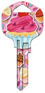 Hy-Ko 15005KW1-CPBL Key Blank, Cupcake Bling, Brass, Nickel, For: Kwikset KW1 Keyways, KW1-CPBL Key Number, Pack of 5
