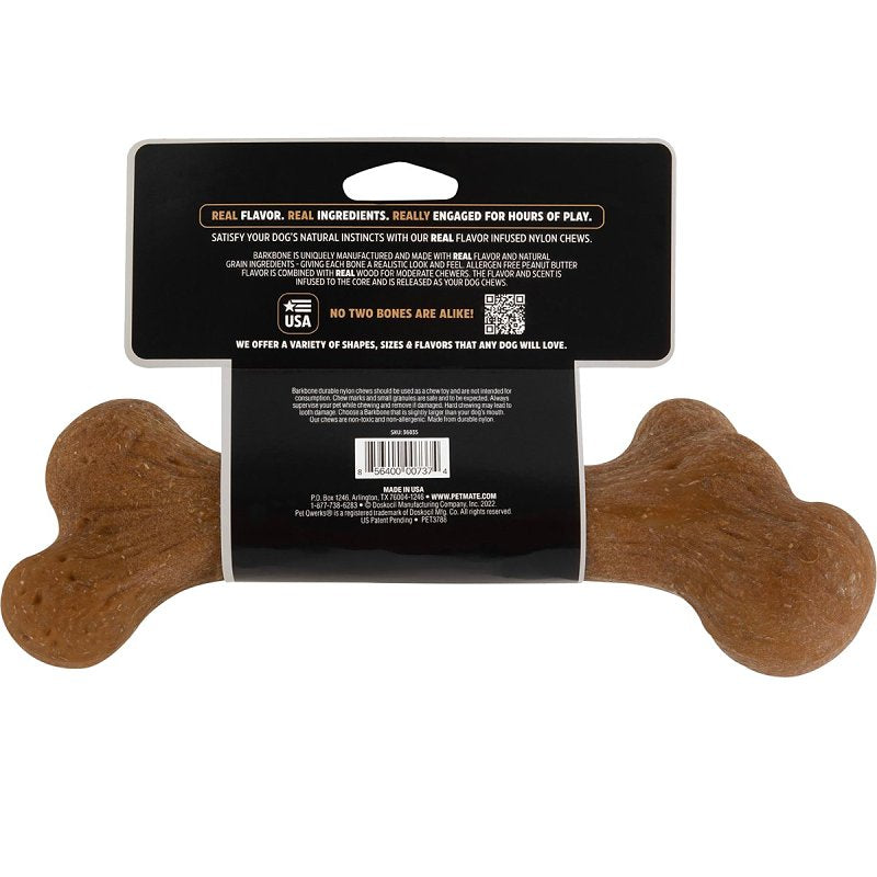 Petmate BarkBone 36035 Dog Toy, L, Peanut Butter, Chew, Natural Instincts Infused Wood Dinosaur, Nylon