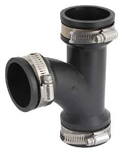 ProSource QT-150 Flexible Pipe Tee, PVC, Black