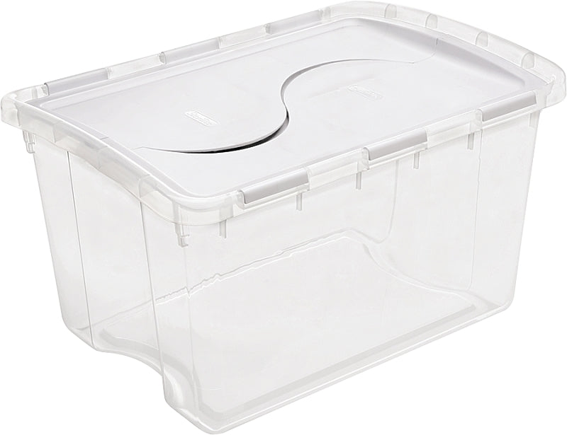 Sterilite 19148006 Storage Box, Plastic, Clear/White, 22-3/8 in L, 15-7/8 in W, 13-1/8 in H, Pack of 6